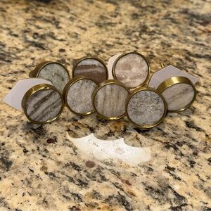 Stone & Brass Knobs - set of 8